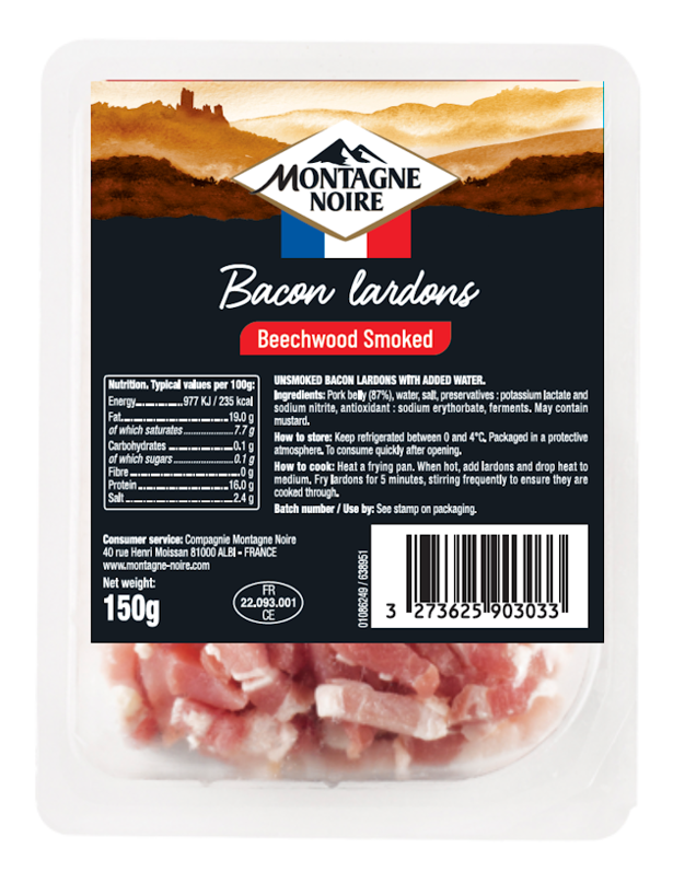 Montagne Noir Bacon Lardons - Smoked 150g