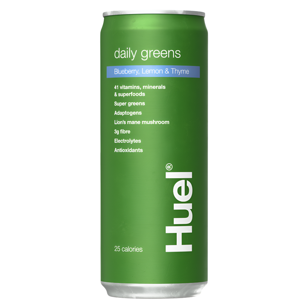 Huel Vegan Daily Greens RTD Drinks - Blueberry Lemon and Thyme X 12 X 330ml