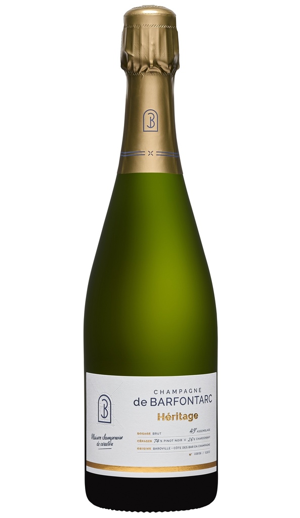 Champagne de Barfontarc Wine - Heritage Brut Pinot Noir Chardonnay Cote des Bars NV 12.5% ABV FRANCE X 6 X 750ml