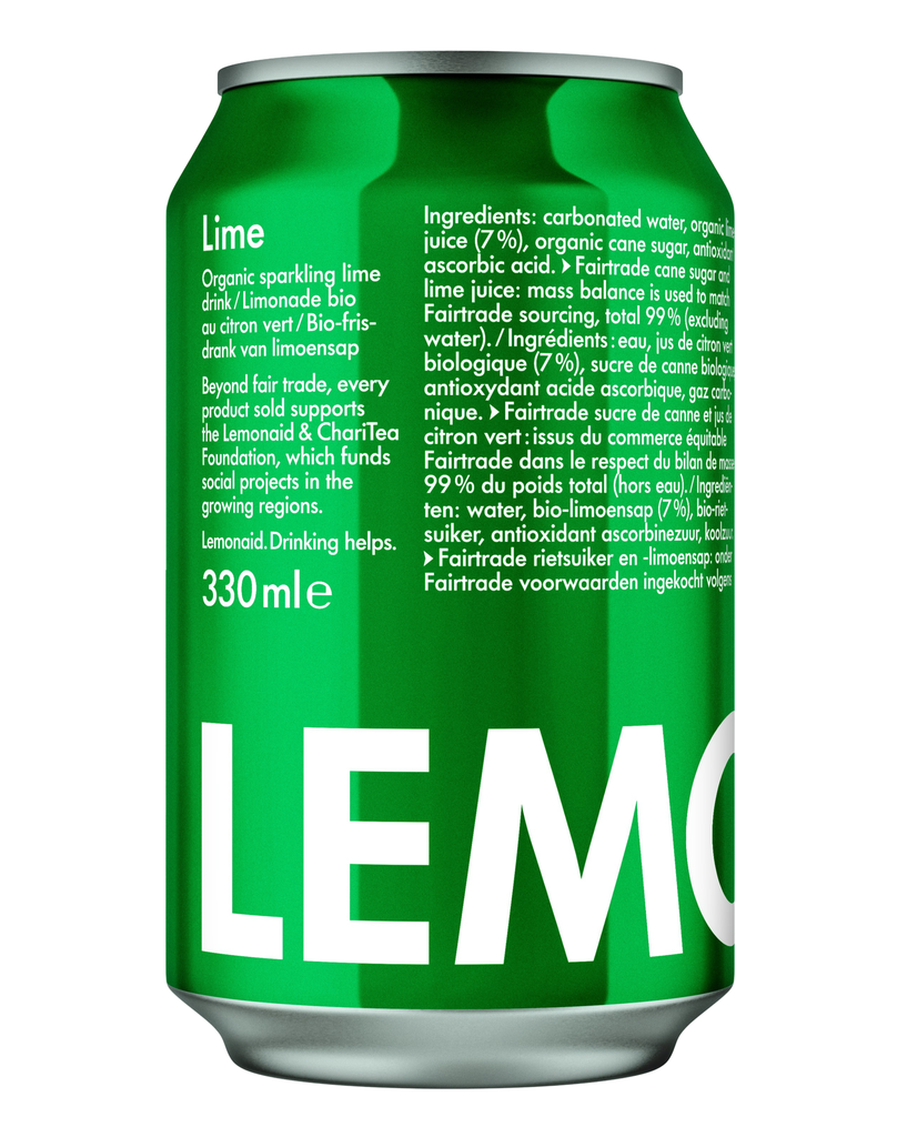 Lemonaid Organic Sparkling Soft Drink - CAN Lime X 12 X 330ml