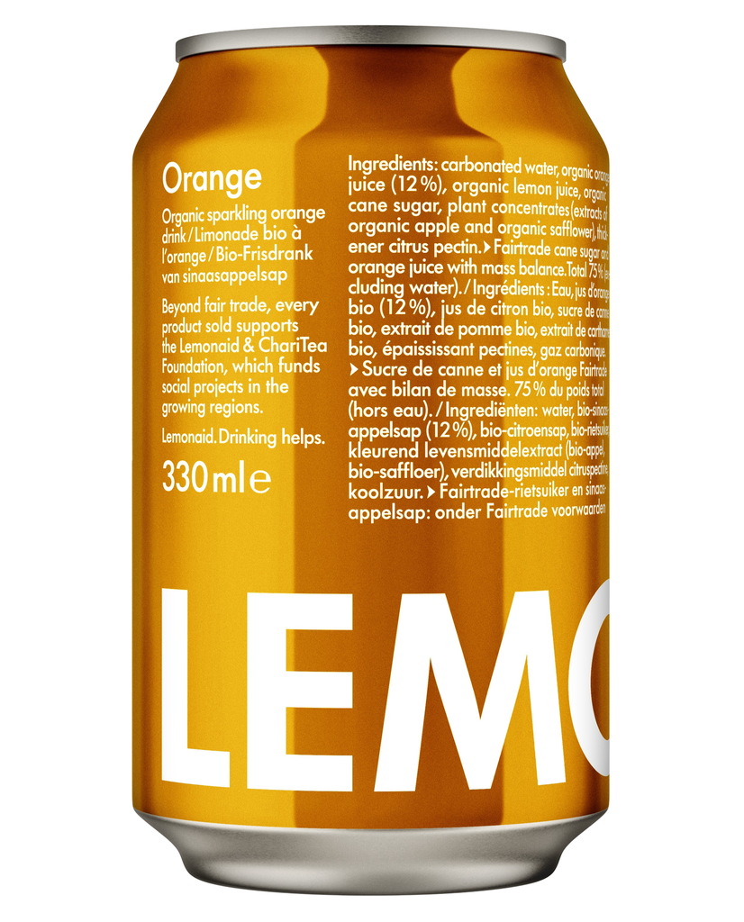 Lemonaid Organic Sparkling Soft Drink - CAN Orange X 12 X 330ml