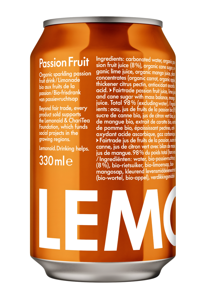 Lemonaid Organic Sparkling Soft Drink - CAN Passion Fruit X 12 X 330ml