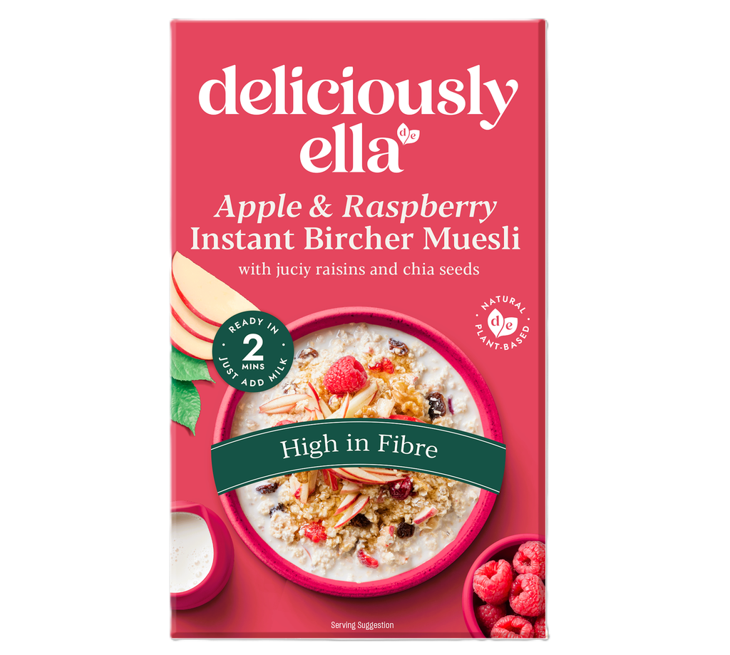 Deliciously Ella Instant Bircher Muesli - Apple and Raspberry X 6 X 380g