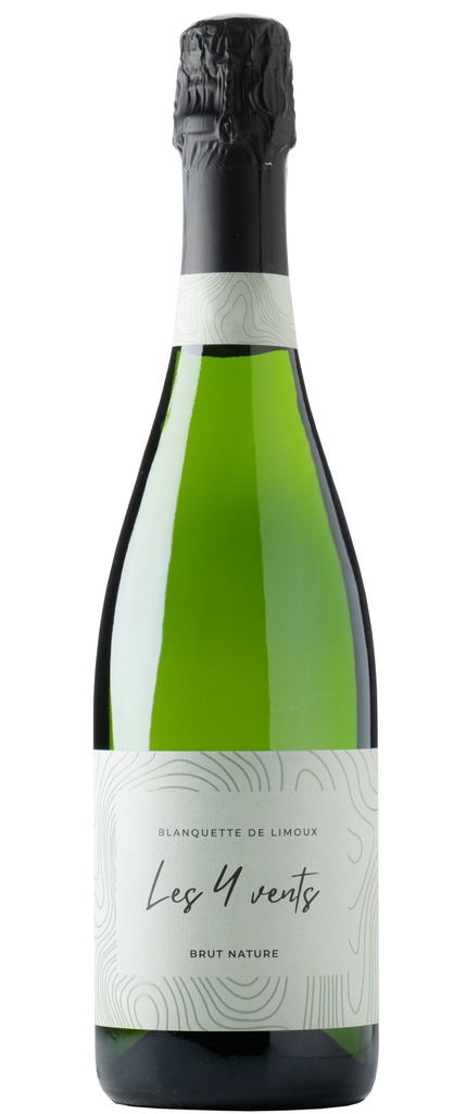 Les 4 Vents Sparkling White Wine - Brut Nature Blanquette de Limoux Mauzac Limoux NV 12% ABV FRANCE X 6 X 750ml