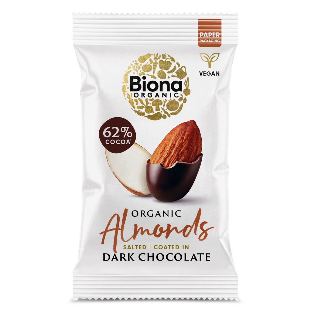 Biona Organic Coated Nuts - Dark Chocolate Roasted Almonds X 10 X 30g
