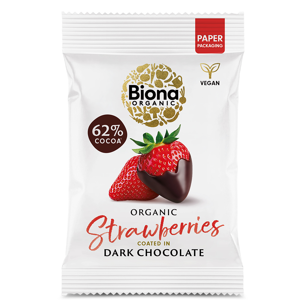 Biona Organic Coated Fruits - Dark Chocolate Strawberries X 10 X 45g