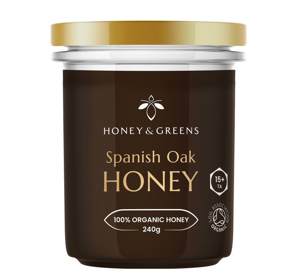 Honey and Greens Organic Honey - Spanish Oak Ta15+ X 6 X 240g