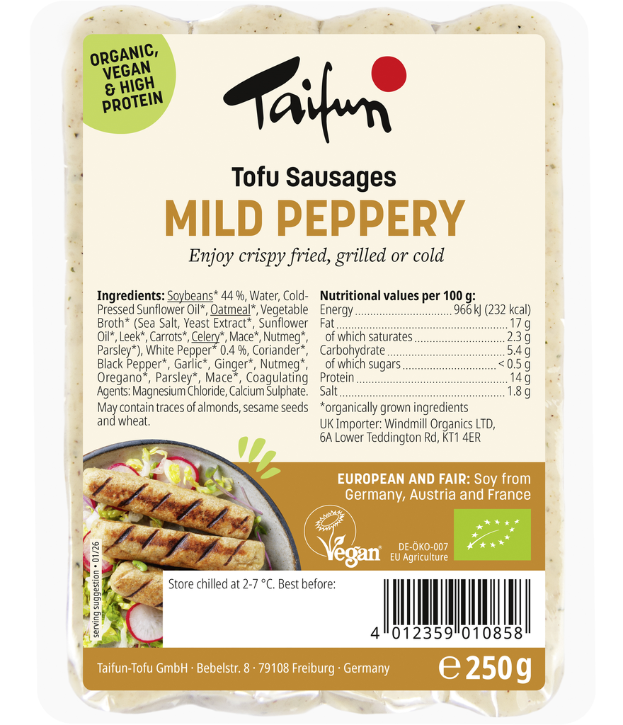 Taifun Organic Tofu Sausages - Mild Peppery 250g