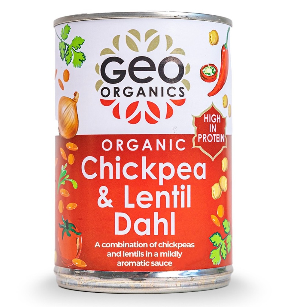 Geo Organics Vegan Ready Meals - Chickpea and Lentil Dahl X 6 X 400g