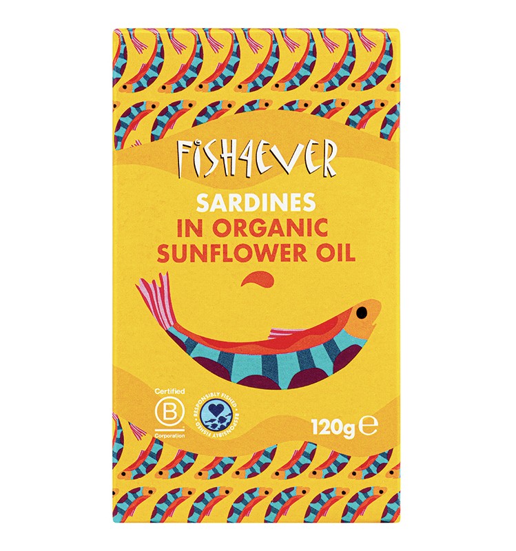 Fish 4 Ever Organic Sardines - Whole in Sunflower Oil X 12 X 120g