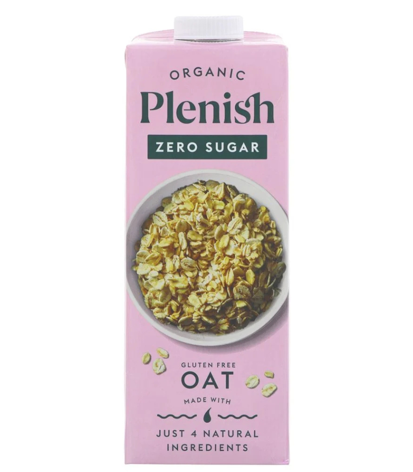 Plenish Organic Plant Based Milk - Zero Sugar Gluten Free Oat X 8 X 1L