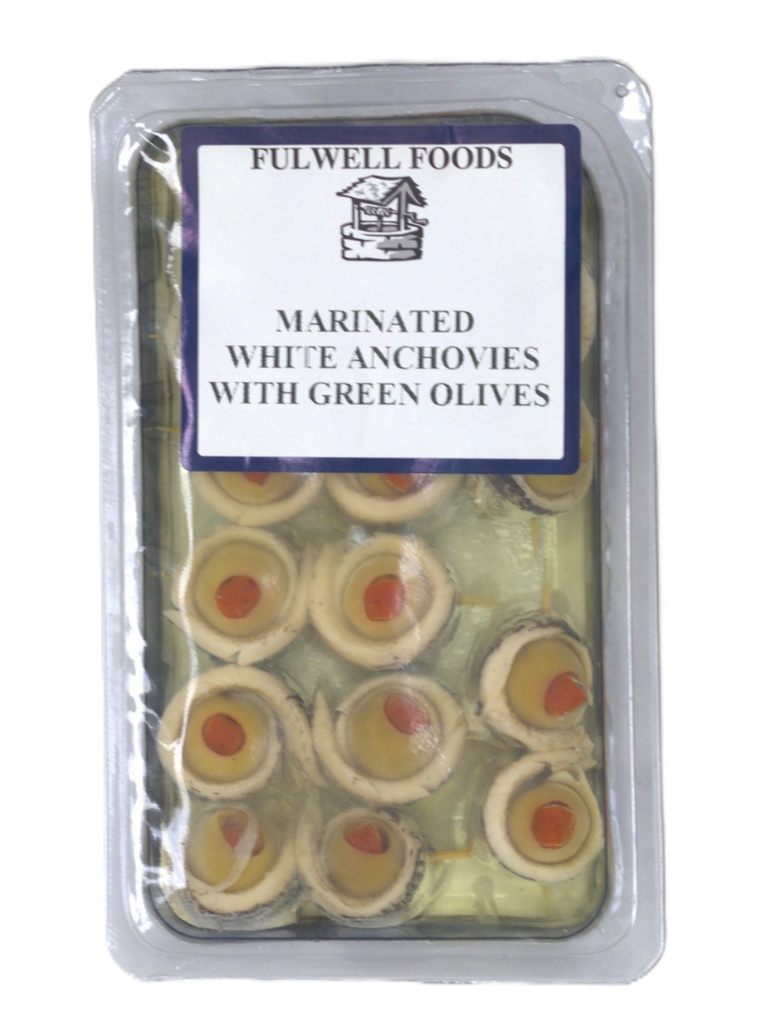 Fulwell White Anchovy - Whole with Green Olives 200g