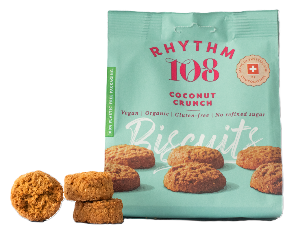 [10% OFF] Rhythm 108 Vegan and GF Biscuits - Coconut Crunch Share Bag X 8 X 135g