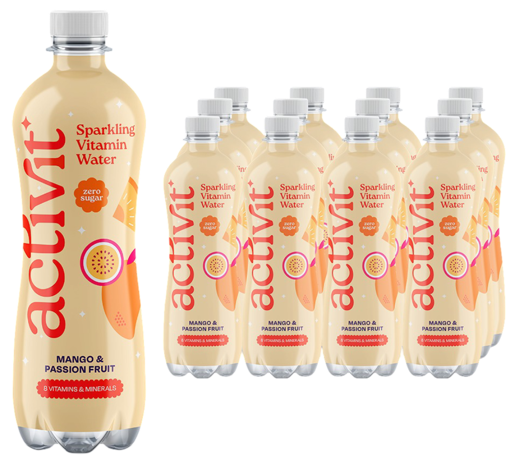 [20% OFF] Activit Sparkling Vitamin Water - BOTTLE Mango and Passionfruit X 12 X 500ml