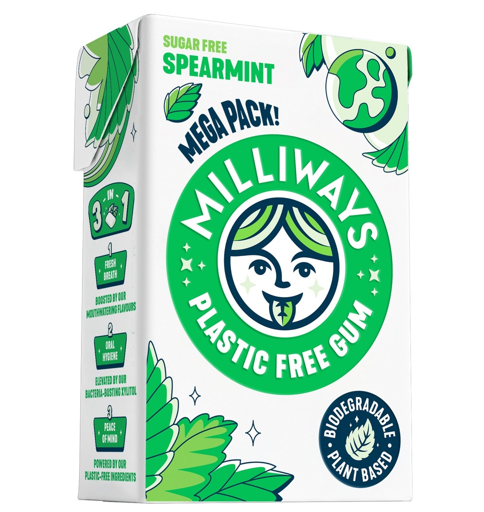 Milliways Plastic Free Gum - LARGE Spearmint X 10 X 60g