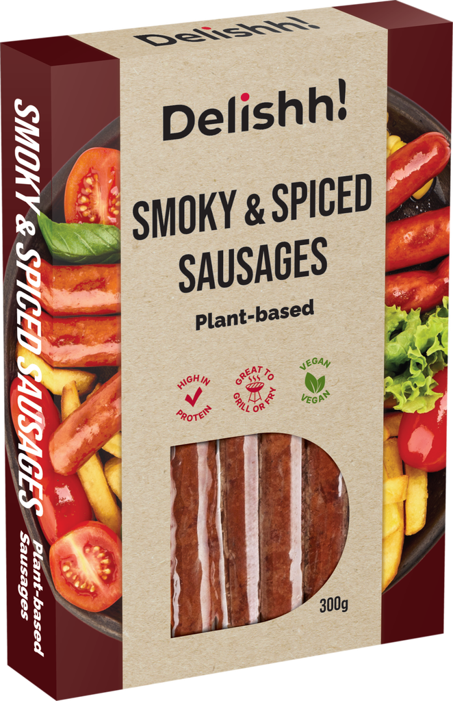 Delishh Plant based Sausages - Smoky and Spiced 300g