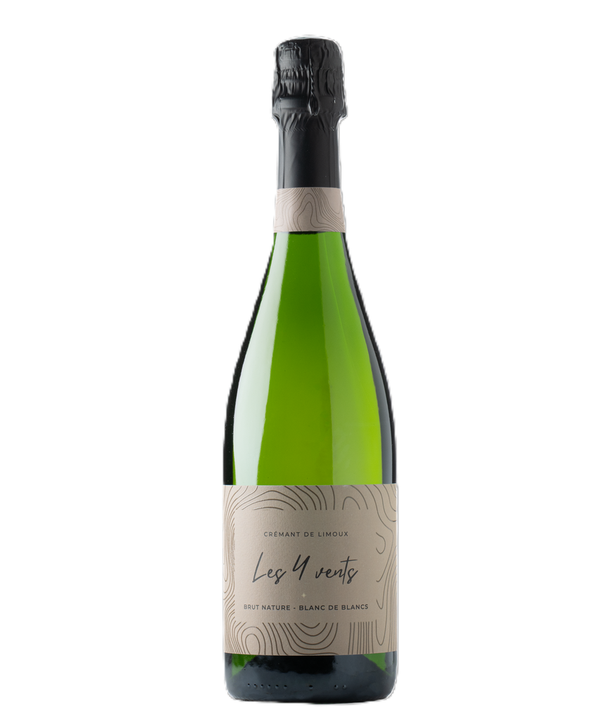 Les 4 Vents Sparkling White Wine - Brut Nature Blanc de Blancs Cremant De Limoux  Chardonnay Chenin Blanc Limoux 12% ABV FRANCE X 6 X 750ml