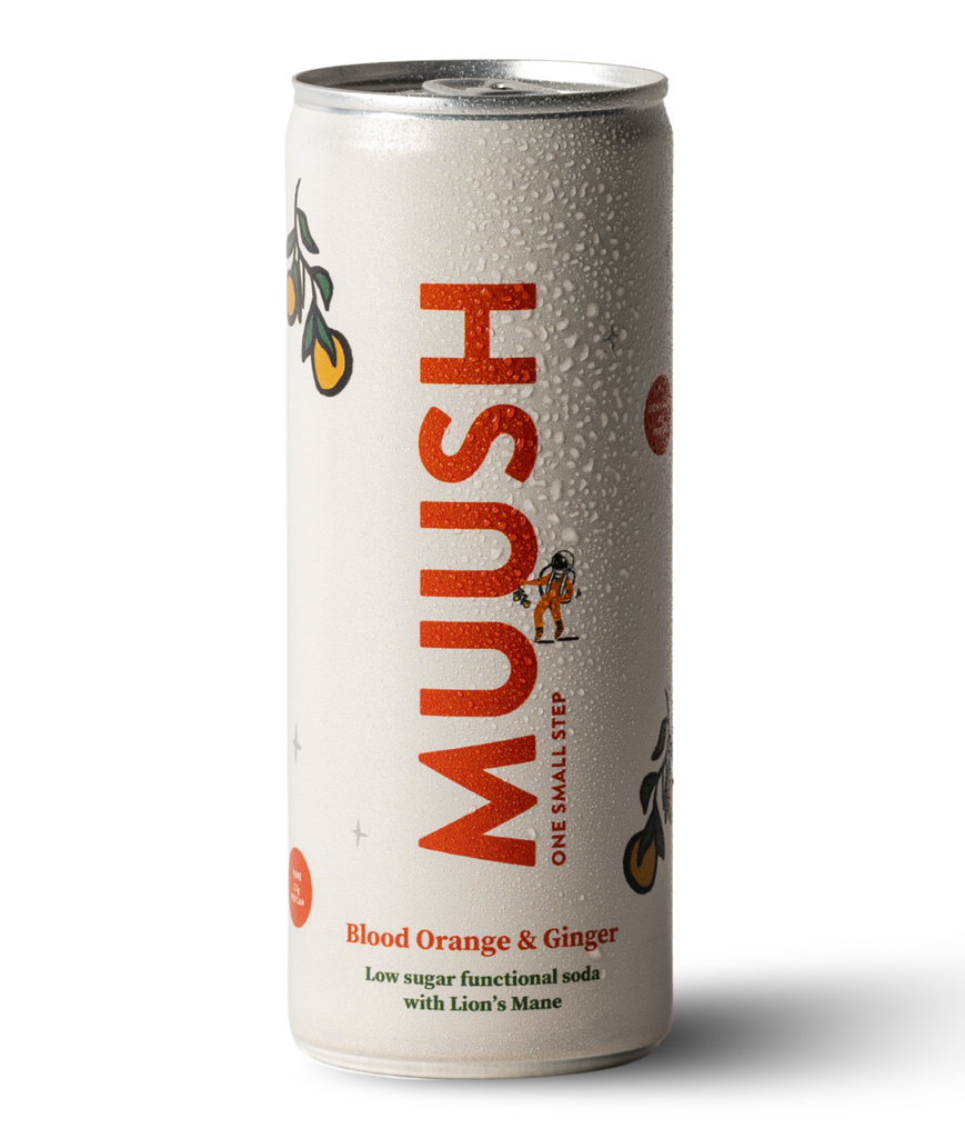 Muush Low Sugar Functional Soda - Blood Orange and Ginger with Lion Mane X 12 X 250ml