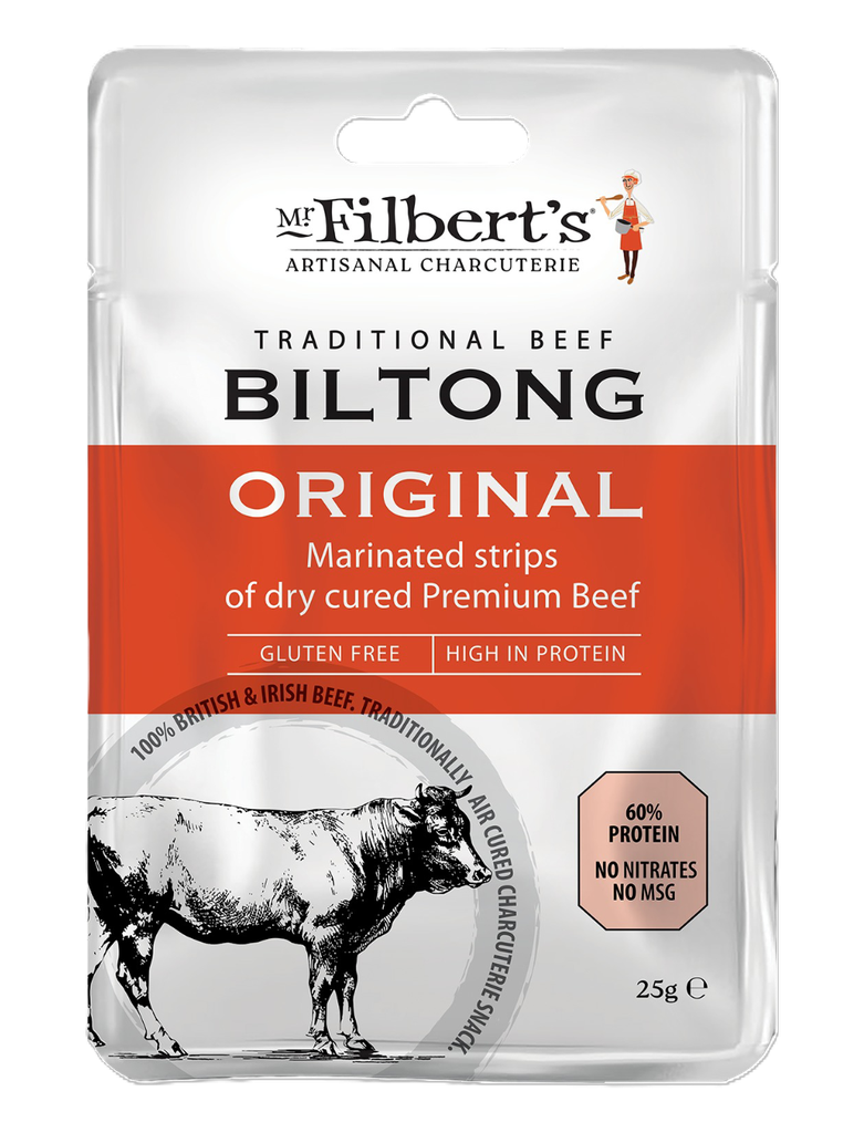 Mr Filberts Traditional Beef Biltong - Original X 20 X 25g