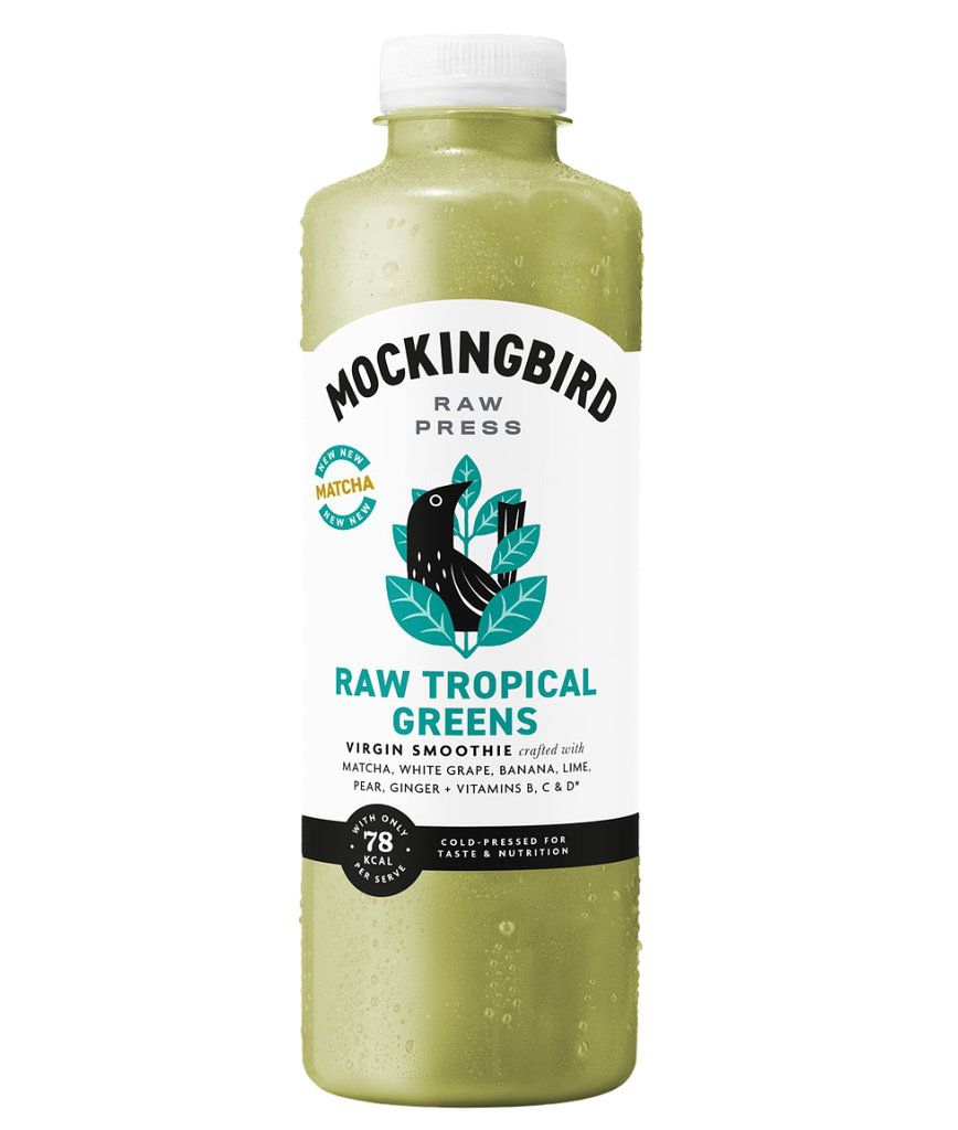 [20% OFF] Mockingbird Raw Press Smoothie - LARGE Raw Tropical Greens 750ml