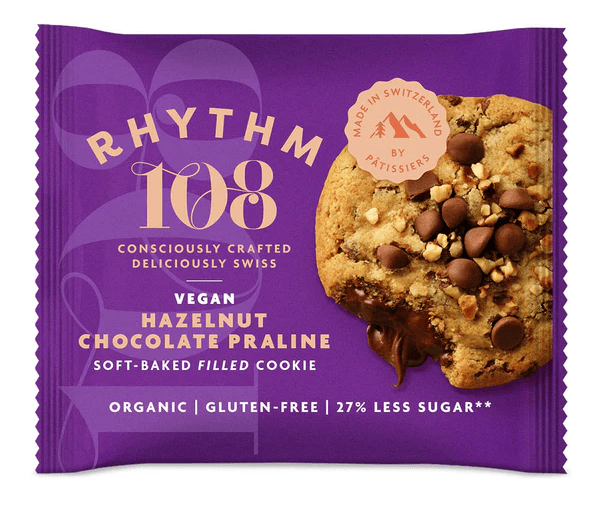 Rhythm 108 Vegan and Gluten Free Soft Baked Cookies - Chocolate Hazelnut Praline X 12 X 50g