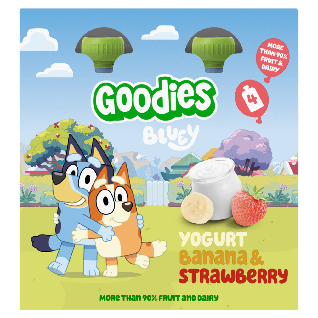 Goodies X Bluey Kids Fruit Smoothie - MPK POUCH Yoghurt Banana and Strawberry X 3 X (4x100g)
