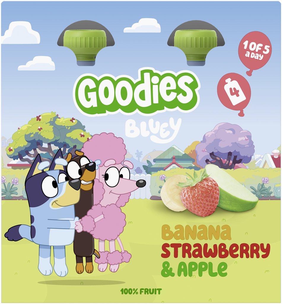 Goodies X Bluey Kids Fruit Smoothie - MPK POUCH Banana Strawberry and Apple X 3 X (4x100g)
