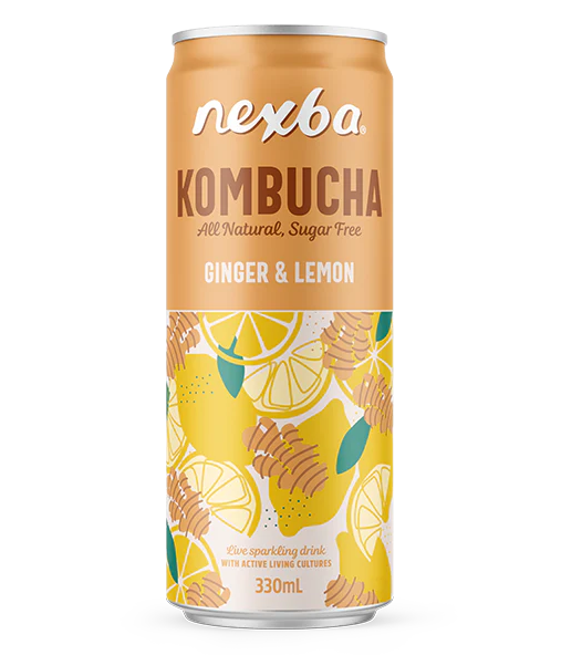 [25% OFF] Nexba Kombucha - CAN Ginger and Lime X 12 X 330ml