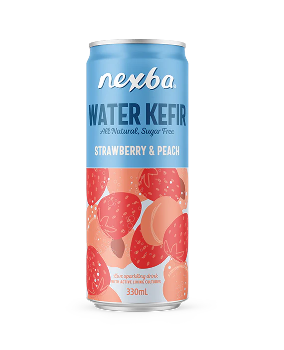 [25% OFF] Nexba Water Kefir - CAN Strawberry and Peach X 12 X 330ml