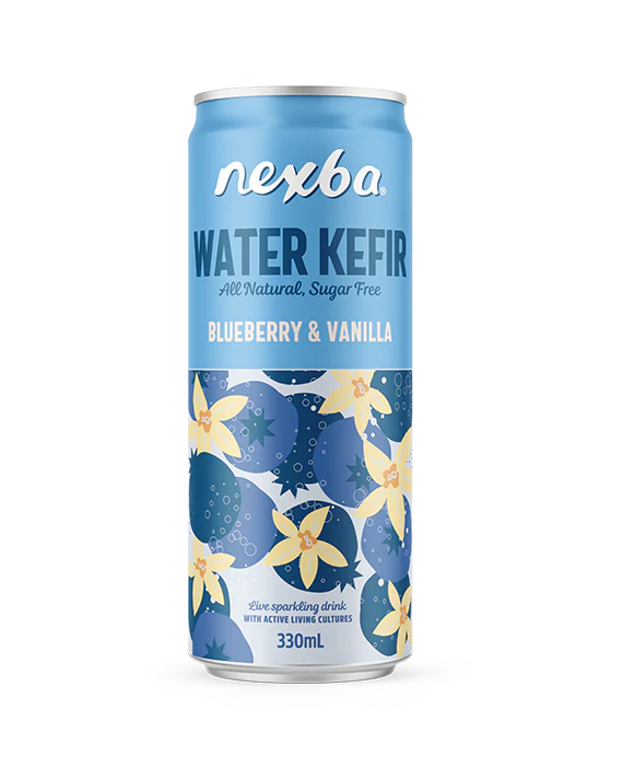 [25% OFF] Nexba Water Kefir - CAN Blueberry and Vanilla X 12 X 330ml