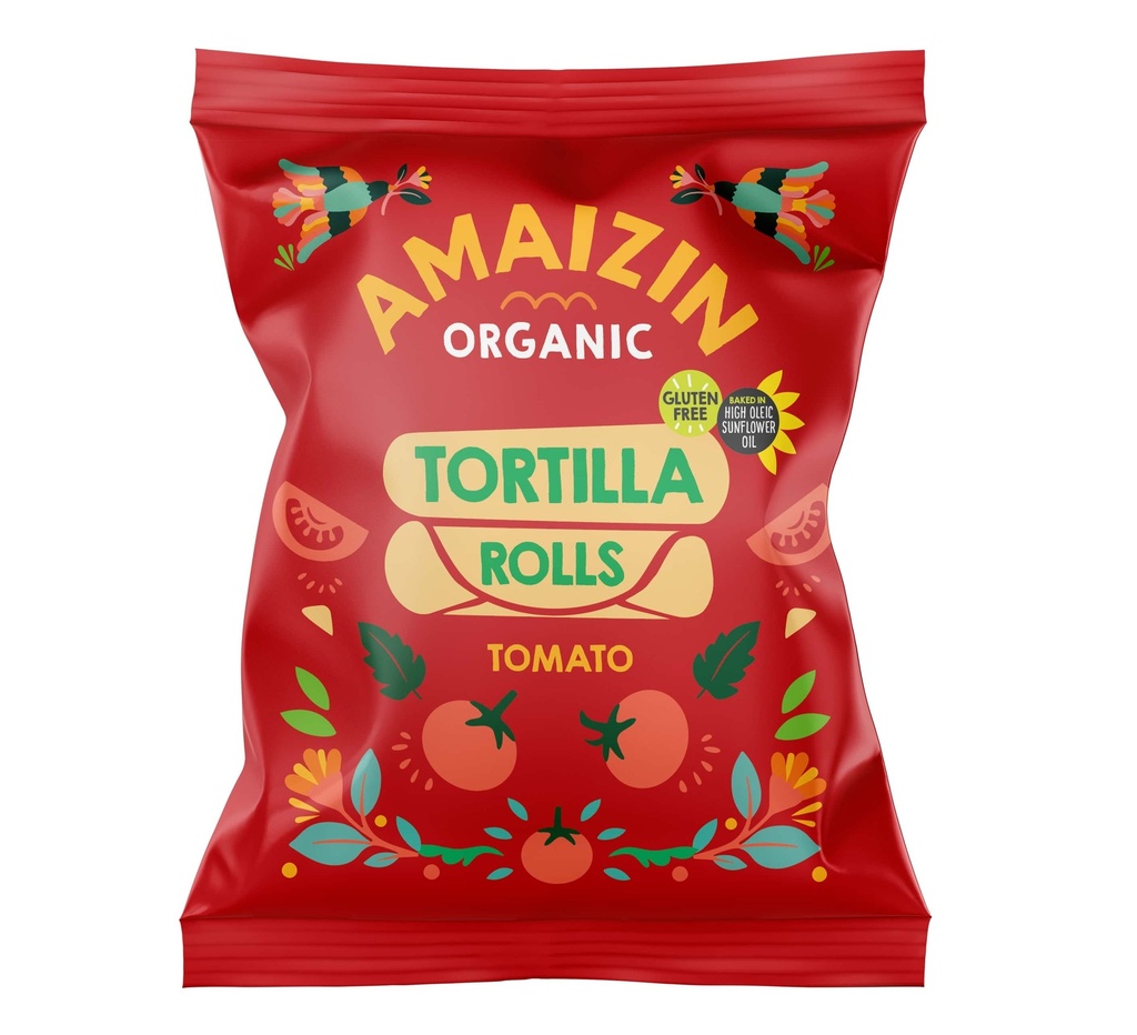 Amaizin Organic Corn Tortilla Rolls - Tomato X 14 X 100g 