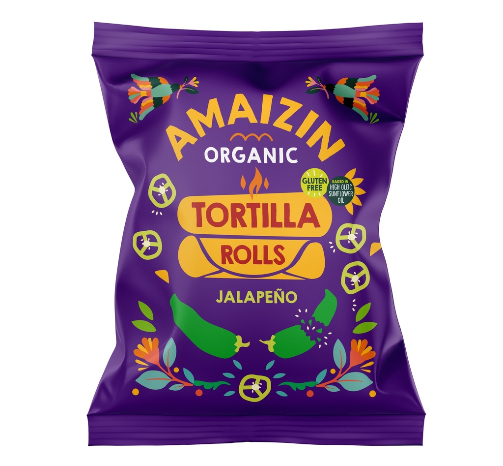 Amaizin Organic Corn Tortilla Rolls - Jalapeno X 14 X 100g 
