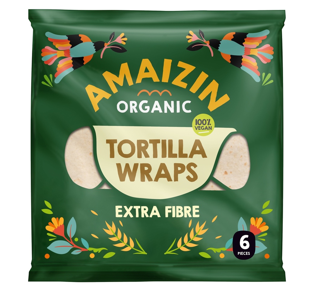 Amaizin Organic Corn Tortilla Wraps - Extra Fibre X 16 X 240g