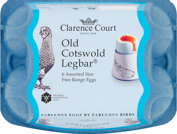 Clarence Court Free Range Eggs - Assorted Size Old Cotswold Legbar X 16 X 6pc