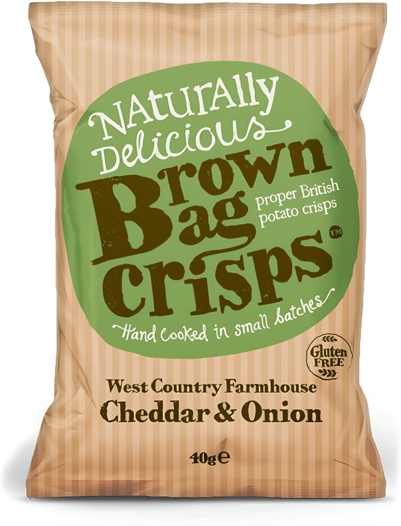 Brown Bag Crisps - SMALL Cheddar and Onion X 20 X 40g