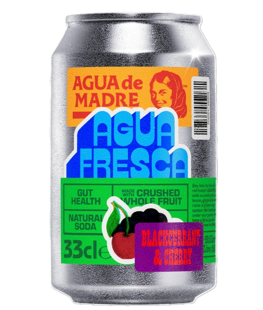 Agua de Madre Natural Soda - CAN Fresca Blackcurrant and Cherry X 12 X 330ml