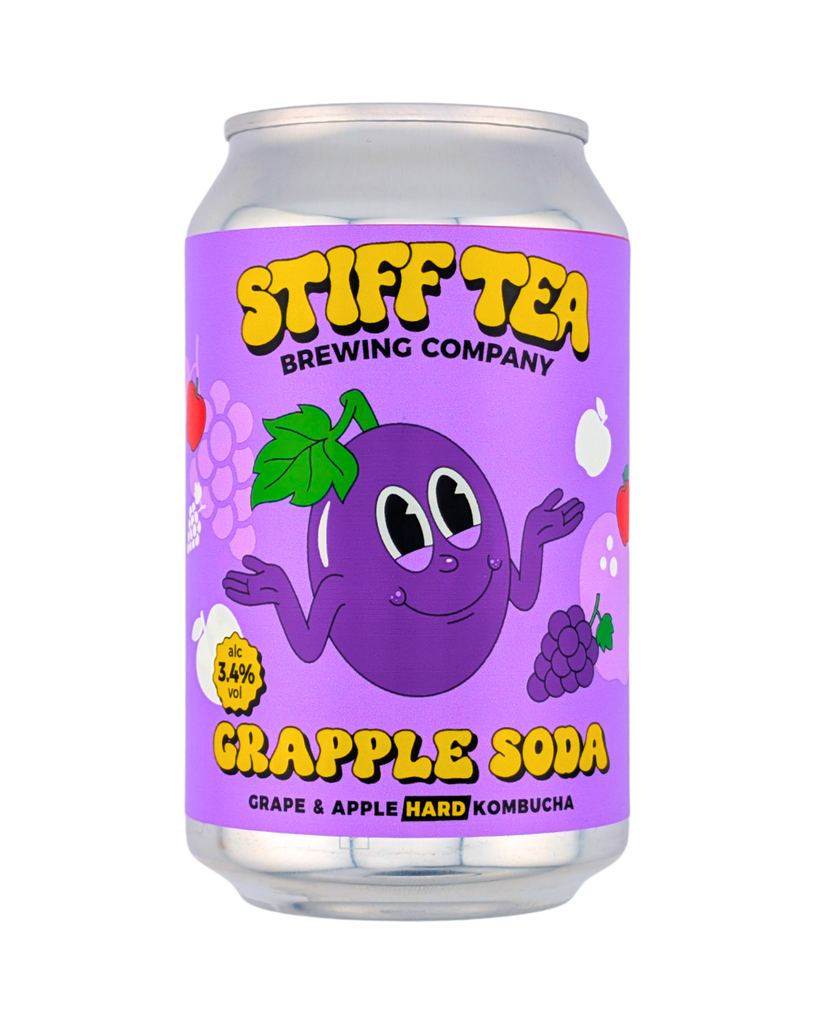 Stiff Tea Brewing Company Hard Kombucha - CAN Grapple Soda 3.4% ABV X 12 X 330ml