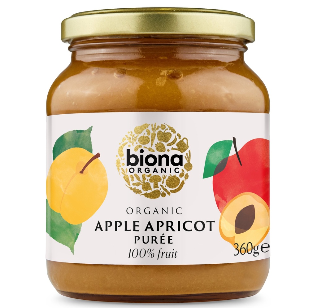Biona Organic Fruit Puree - Apple and Apricot X 6 X 360g