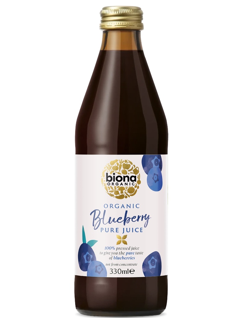 Biona Organic Pressed Fruit Juice - Pure Blueberry X 6 X 330ml