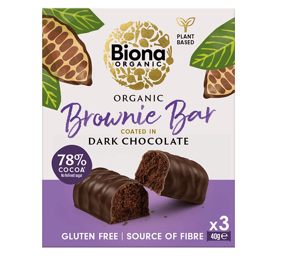 Biona Organic Brownie Bar - MPK Dark Chocolate Coated X 10 X (3x40g)
