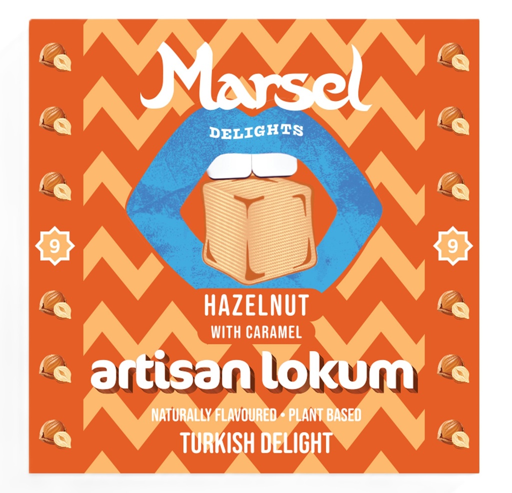 Marsel Delights Turkish Lokum - Hazelnut with Caramel X 6 X 99g