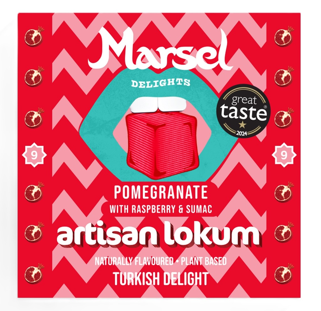 Marsel Delights Turkish Lokum - Pomegranate with Raspberry and Sumac X 6 X 99g