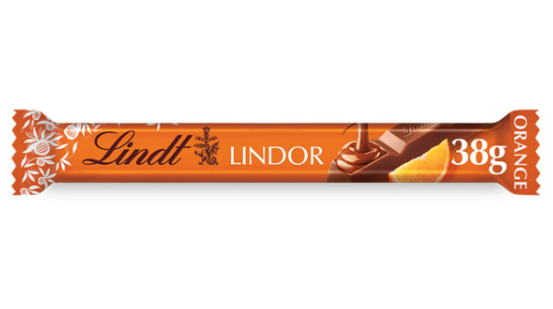 Lindt Lindor Chocolate Bar - MILK Orange X 24 X 38g