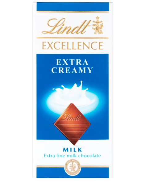 Lindt Excellence Chocolate Bar - MILK Extra Creamy X 8 X 100g