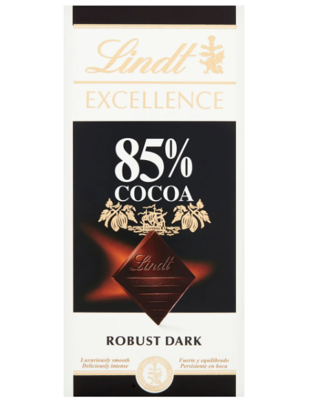 Lindt Excellence Chocolate Bar - DARK Robust 85% Cocoa X 8 X 100g