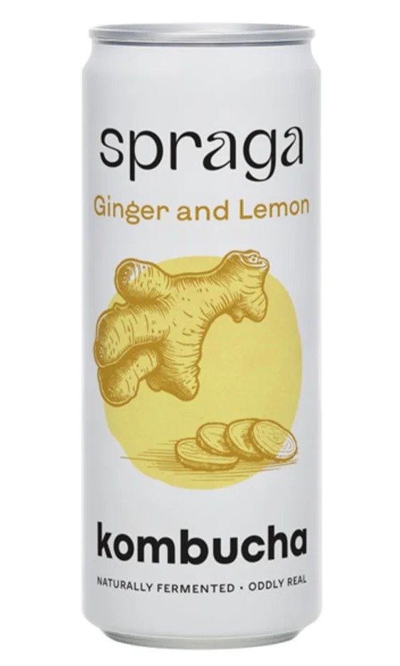 Spraga Organic Kombucha - CAN Ginger and Lemon X 12 X 330ml