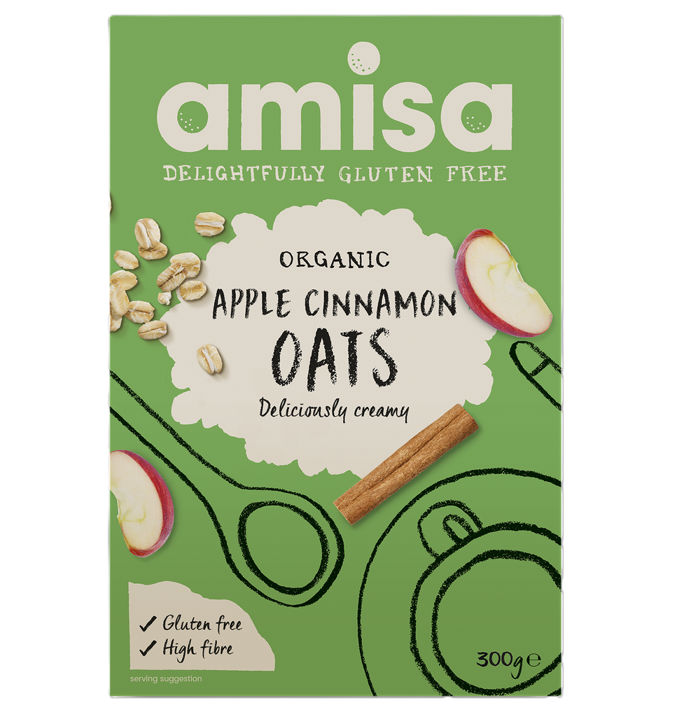 Amisa Organic Gluten Free Pure Porridge - Apple and Cinnamon X 6 X 300g