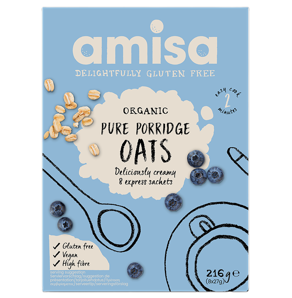 Amisa Organic Gluten Free Pure Porridge - Sachets Original X 4 X 216g