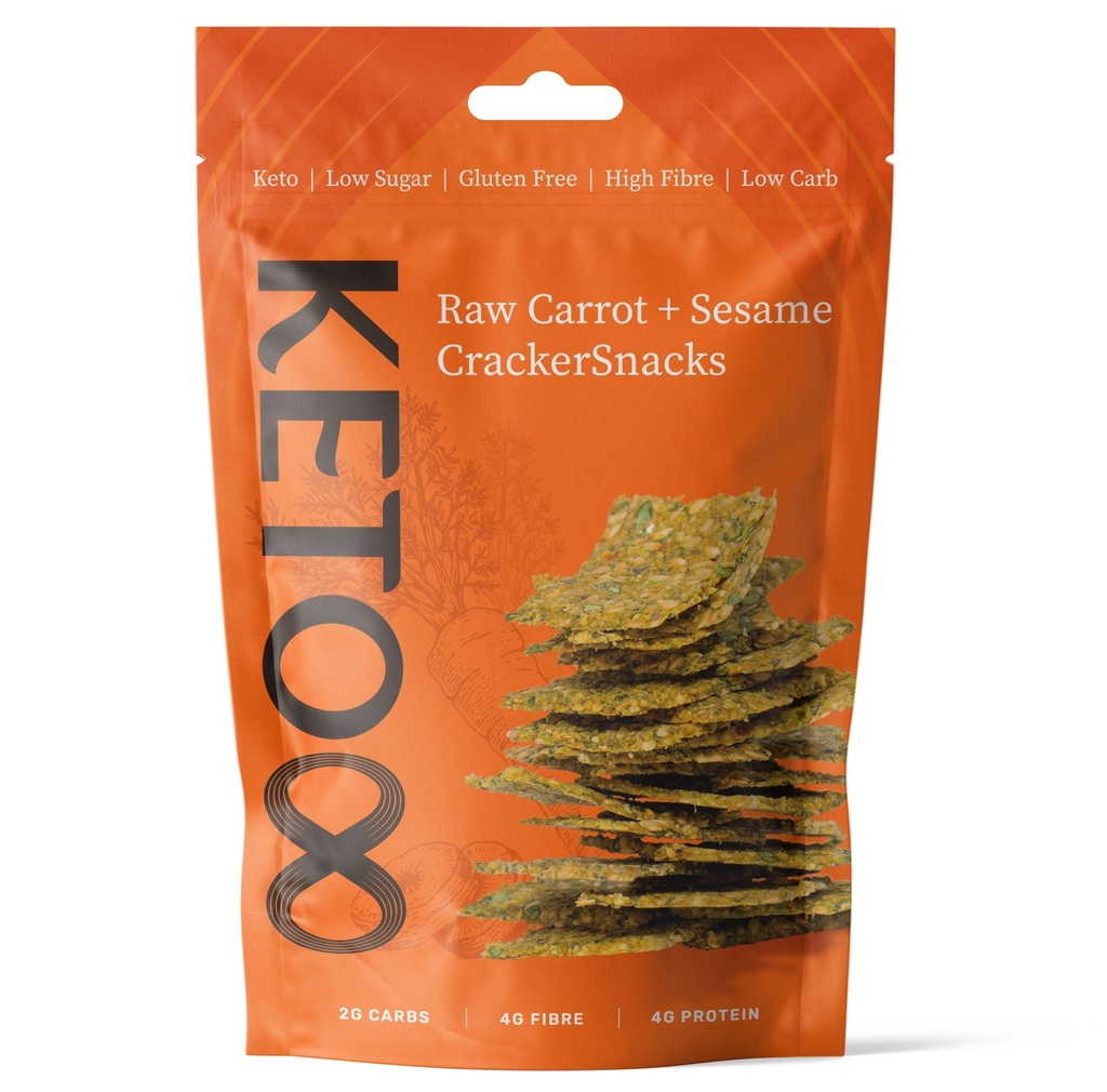 Keto8 Gluten Free Crackers - Raw Carrot and Sesame X 8 X 35g