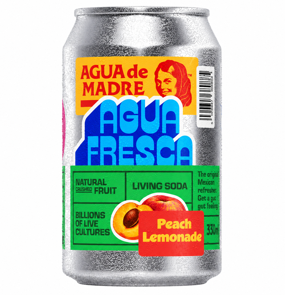 Agua de Madre Natural Soda - CAN Fresca Peach Lemonade X 12 X 330ml